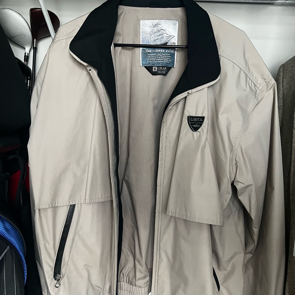 USTA United States Tennis Association Men's Beige Tan Jacket Lifetime Member